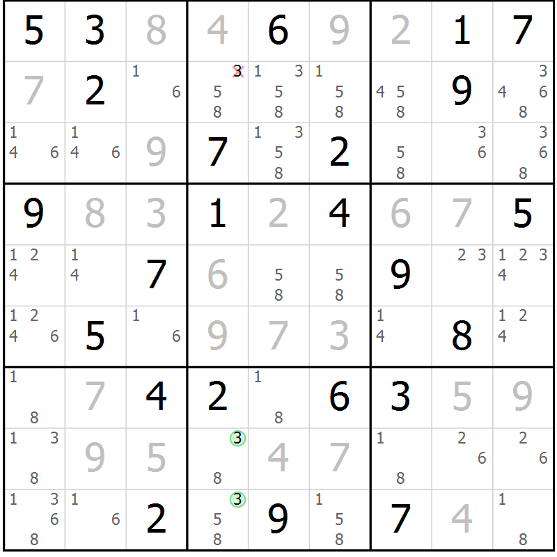 Position des candidats pour la solution de la Gr 59 page 62 du magazine de sudoku Maestro n° 086