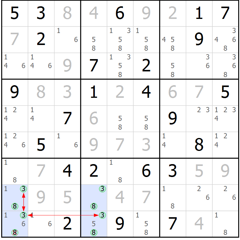 Position des candidats pour la solution de la Gr 59 page 62 du magazine de sudoku Maestro n° 086