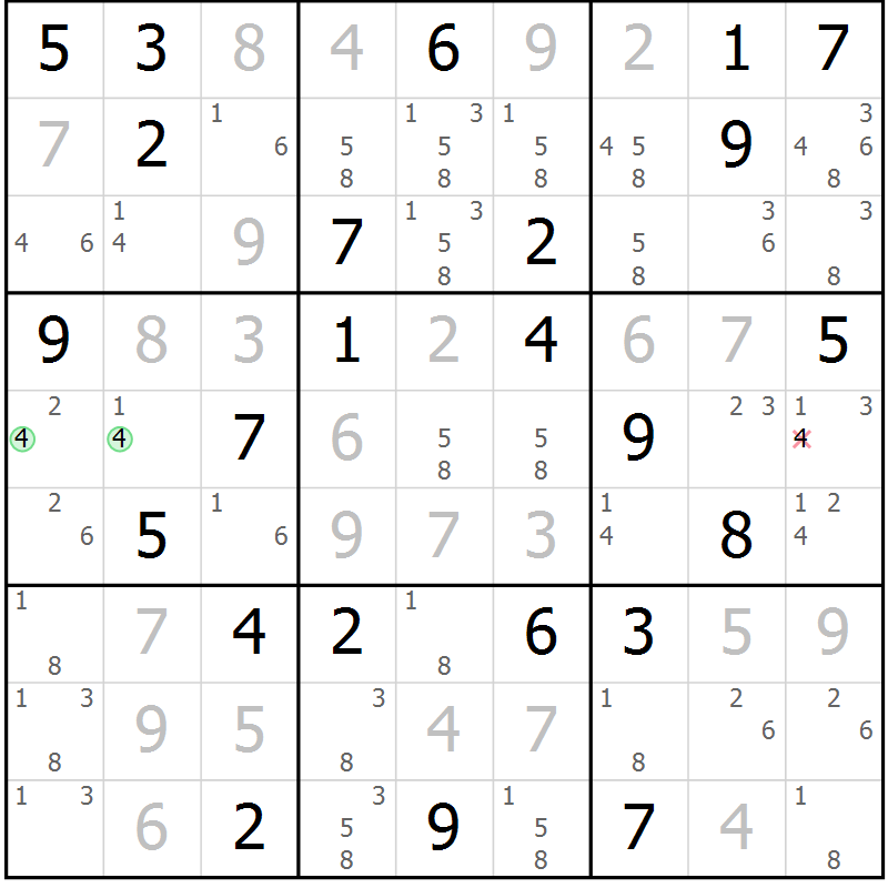 Position des candidats pour la solution de la Gr 59 page 62 du magazine de sudoku Maestro n° 086