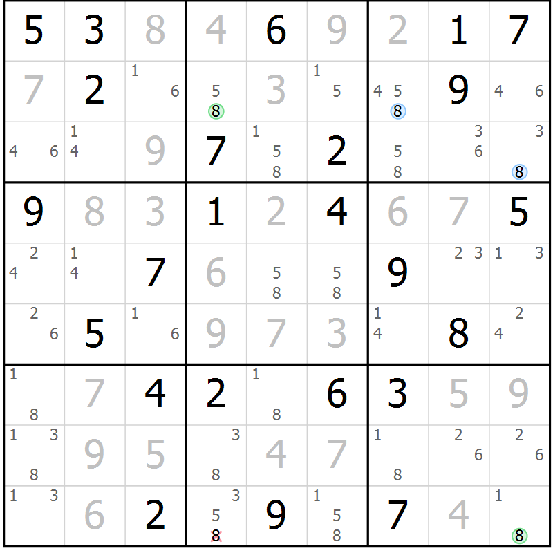 Position des candidats pour la solution de la Gr 59 page 62 du magazine de sudoku Maestro n° 086