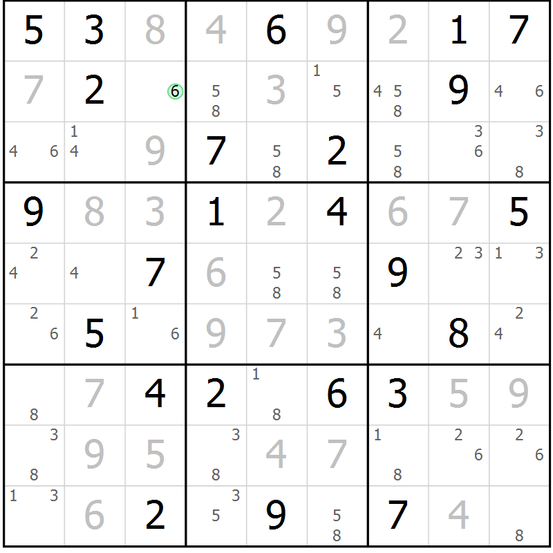 Position des candidats pour la solution de la Gr 59 page 62 du magazine de sudoku Maestro n° 086