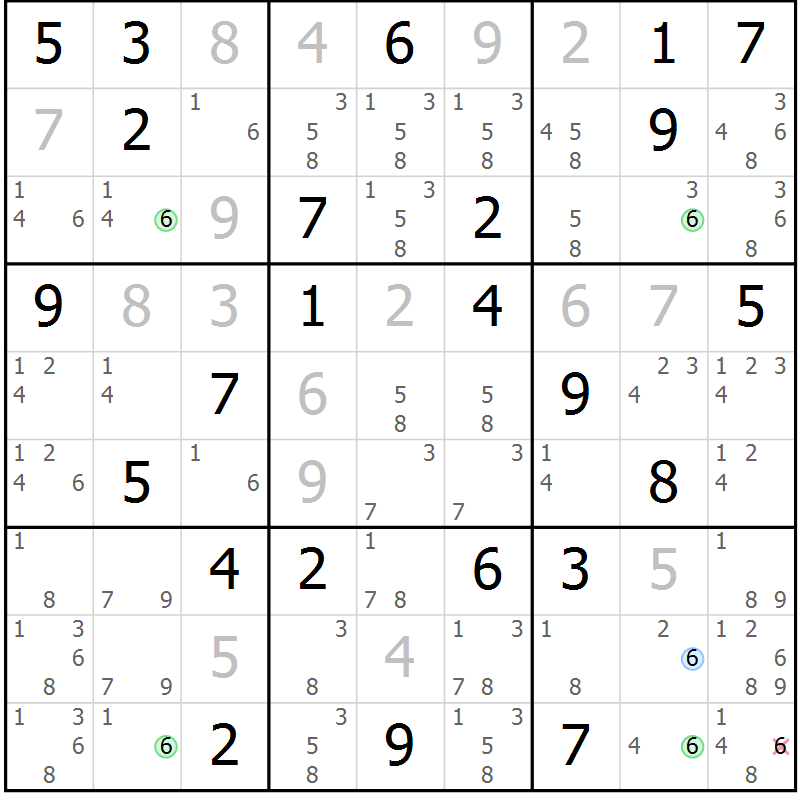Position des candidats pour la solution de la Gr 59 page 62 du magazine de sudoku Maestro n° 086