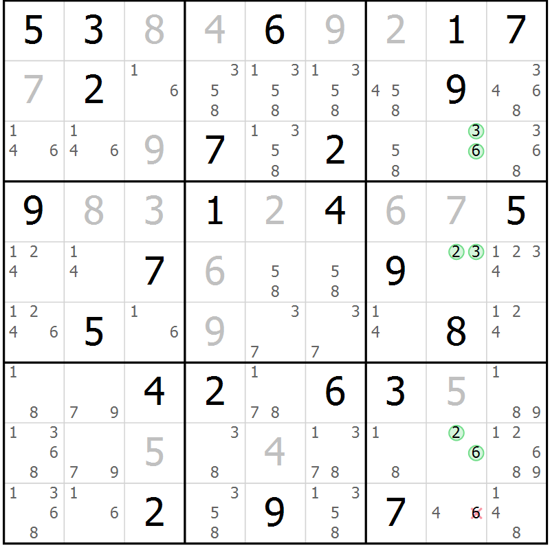 Position des candidats pour la solution de la Gr 59 page 62 du magazine de sudoku Maestro n° 086
