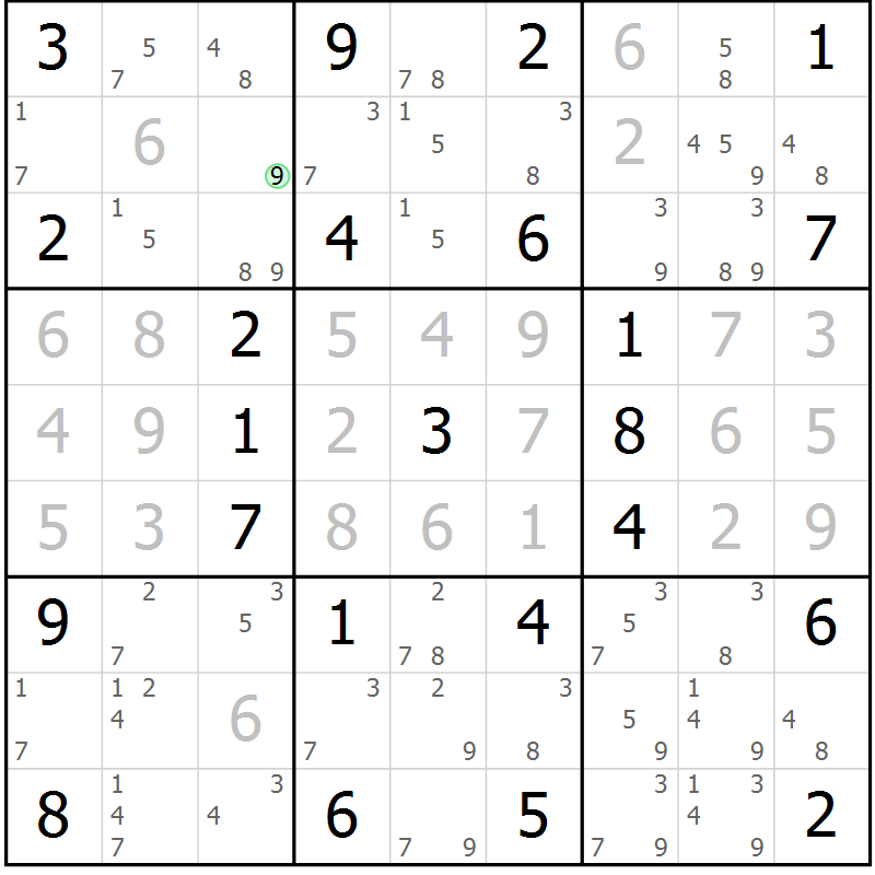 Position des candidats pour la solution de la Gr 60 page 63 du magazine de sudoku Maestro n° 086