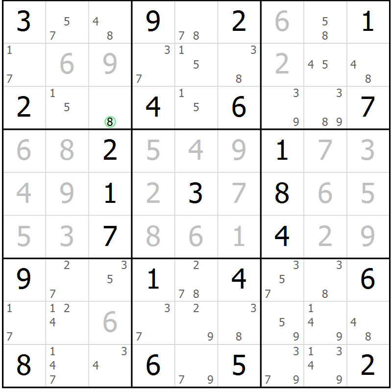 Position des candidats pour la solution de la Gr 60 page 63 du magazine de sudoku Maestro n° 086