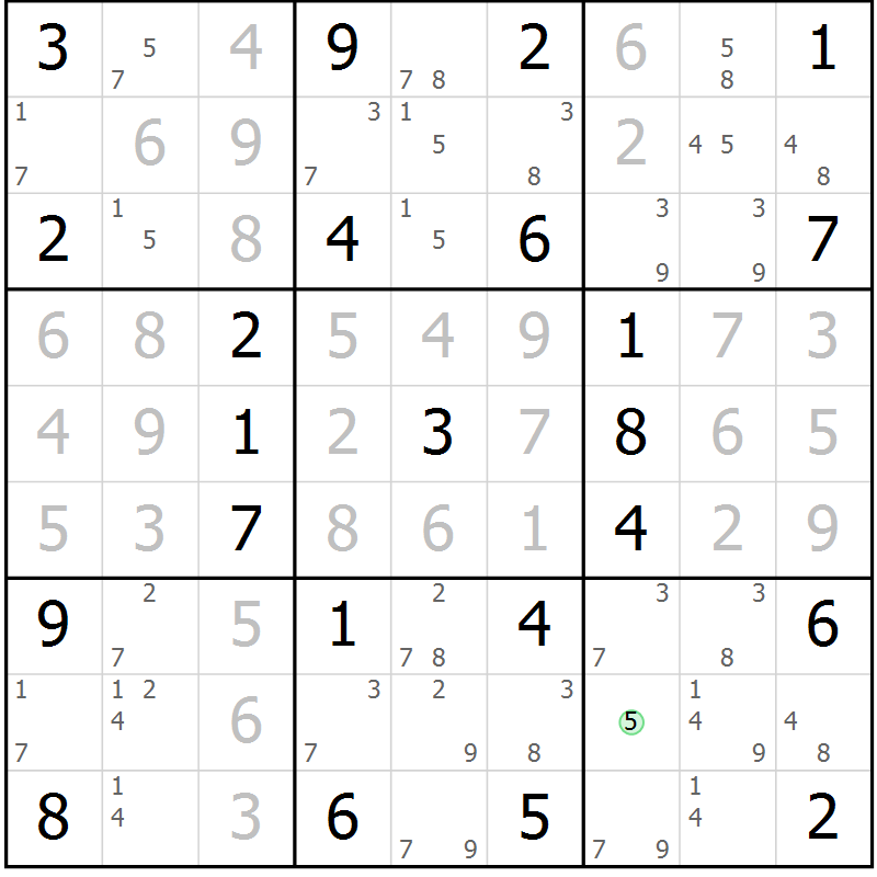 Position des candidats pour la solution de la Gr 60 page 63 du magazine de sudoku Maestro n° 086