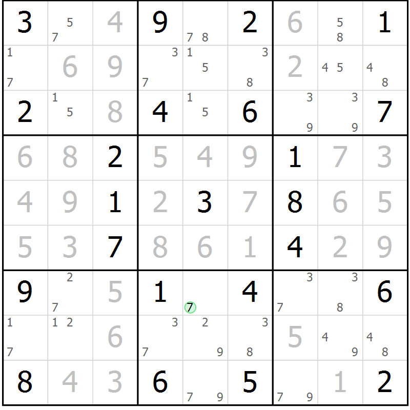 Position des candidats pour la solution de la Gr 60 page 63 du magazine de sudoku Maestro n° 086