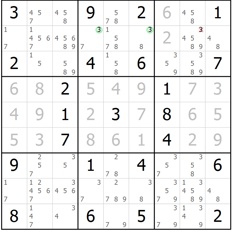 Position des candidats pour la solution de la Gr 60 page 63 du magazine de sudoku Maestro n° 086