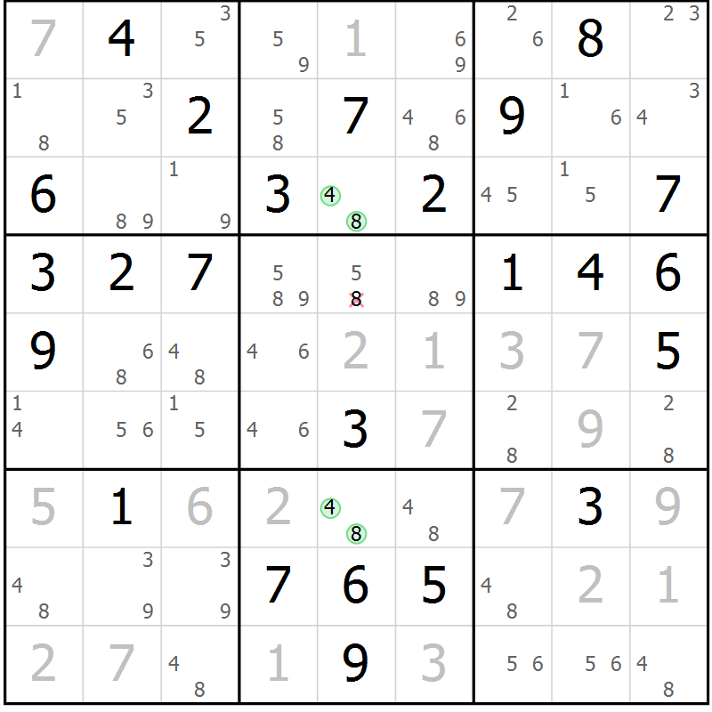 Position des candidats pour la solution de la Gr 61 page 64 du magazine de sudoku Maestro n° 086
