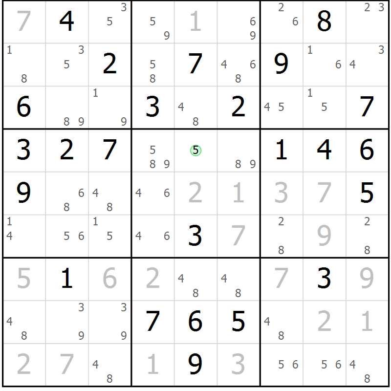Position des candidats pour la solution de la Gr 61 page 64 du magazine de sudoku Maestro n° 086