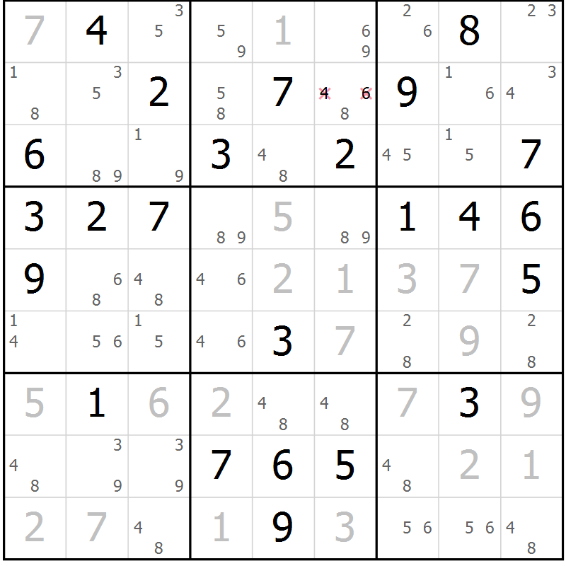 Position des candidats pour la solution de la Gr 61 page 64 du magazine de sudoku Maestro n° 086