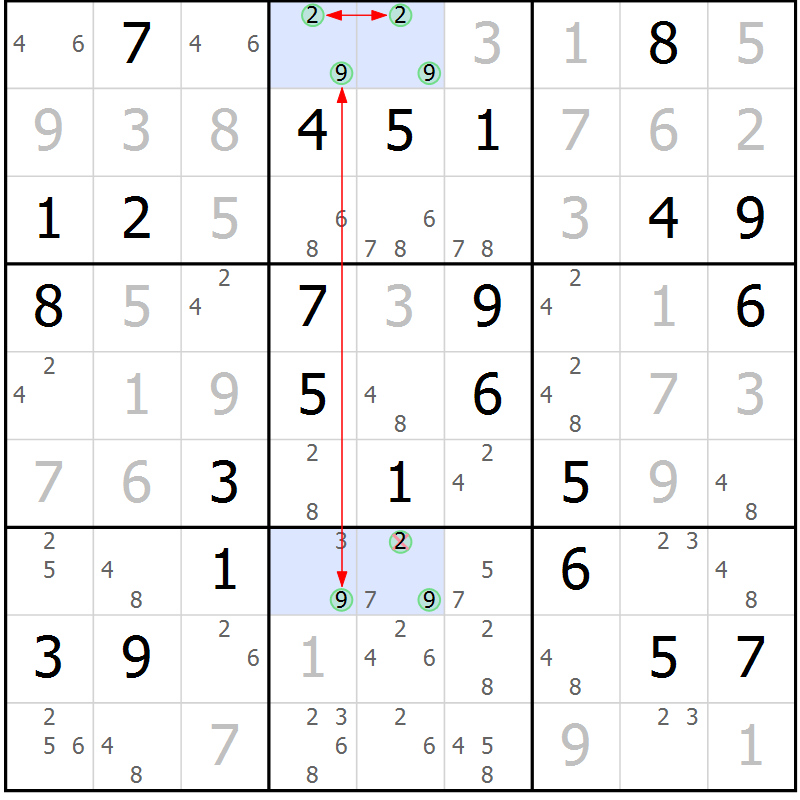 Position des candidats pour la solution de la Gr 62 page 65 du magazine de sudoku Maestro n° 086