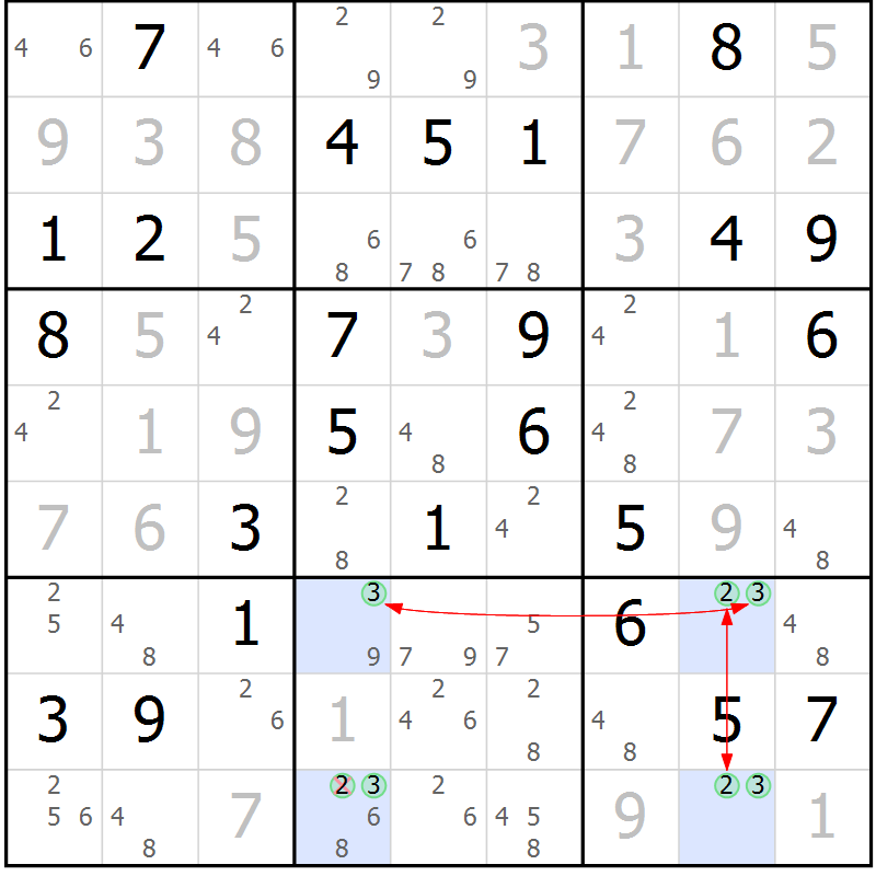 Position des candidats pour la solution de la Gr 62 page 65 du magazine de sudoku Maestro n° 086