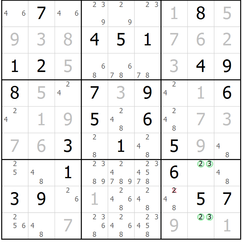 Position des candidats pour la solution de la Gr 62 page 65 du magazine de sudoku Maestro n° 086