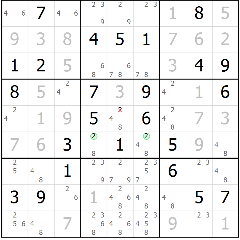 Position des candidats pour la solution de la Gr 62 page 65 du magazine de sudoku Maestro n° 086