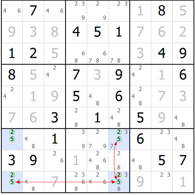 Position des candidats pour la solution de la Gr 62 page 65 du magazine de sudoku Maestro n° 086