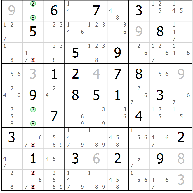 Position des candidats pour la solution de la Gr 63 page 66 du magazine de sudoku Maestro n° 086