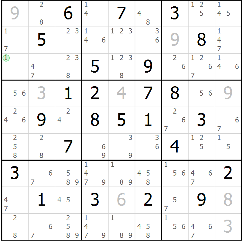Position des candidats pour la solution de la Gr 63 page 66 du magazine de sudoku Maestro n° 086