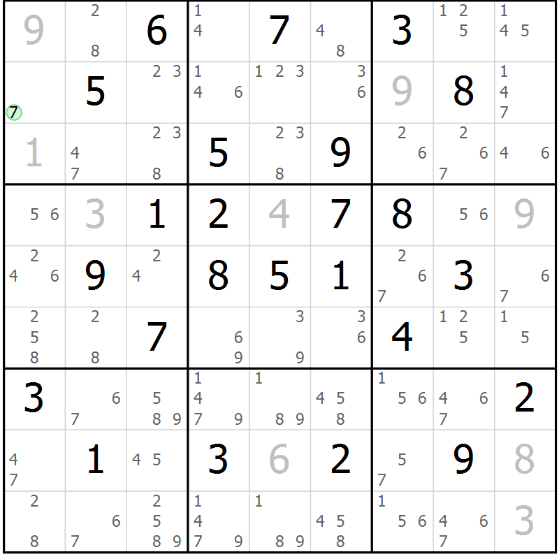 Position des candidats pour la solution de la Gr 63 page 66 du magazine de sudoku Maestro n° 086