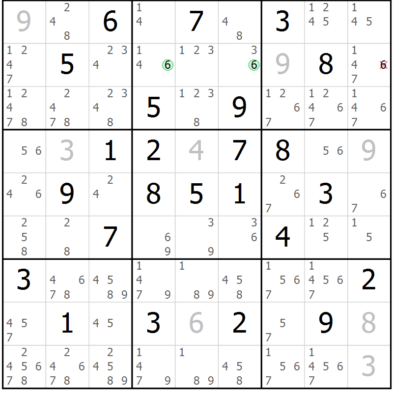 Position des candidats pour la solution de la Gr 63 page 66 du magazine de sudoku Maestro n° 086