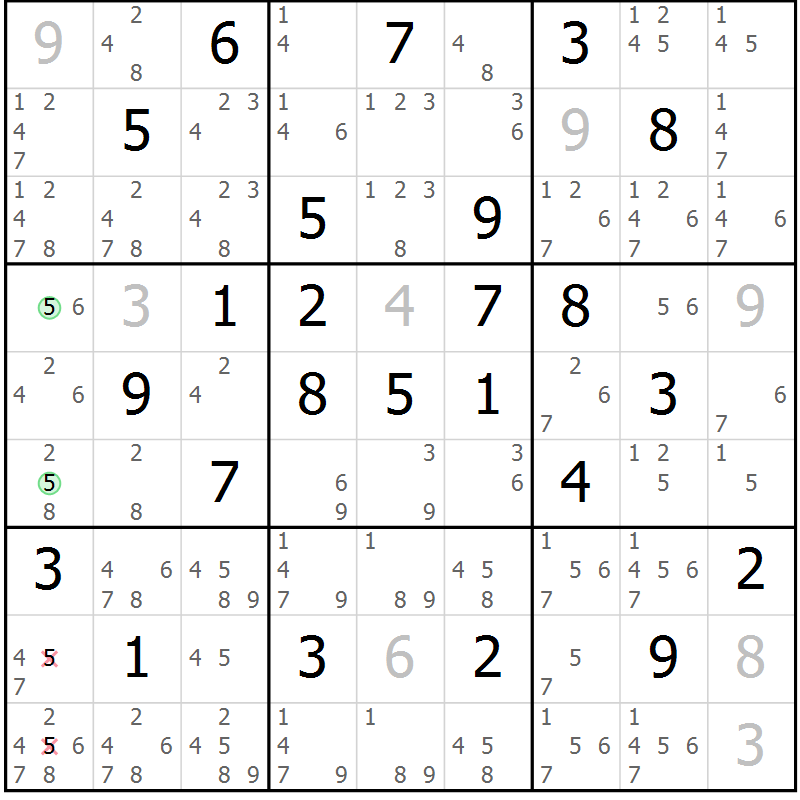 Position des candidats pour la solution de la Gr 63 page 66 du magazine de sudoku Maestro n° 086