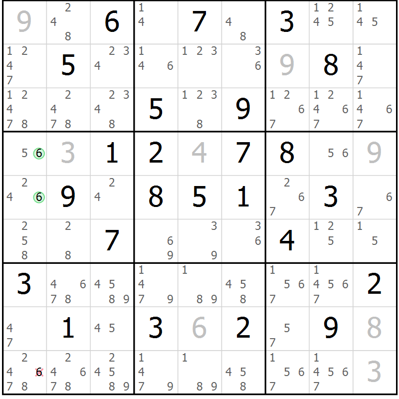 Position des candidats pour la solution de la Gr 63 page 66 du magazine de sudoku Maestro n° 086