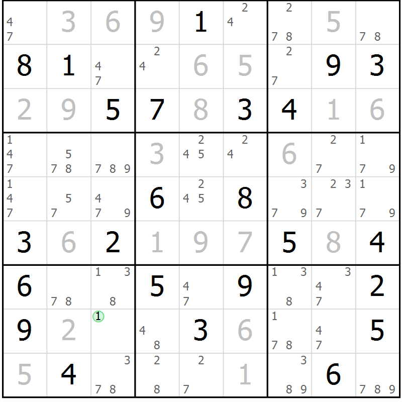 Position des candidats pour la solution de la Gr 64 page 67 du magazine de sudoku Maestro n° 086