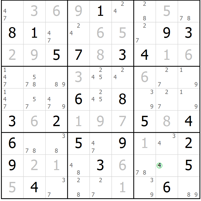 Position des candidats pour la solution de la Gr 64 page 67 du magazine de sudoku Maestro n° 086