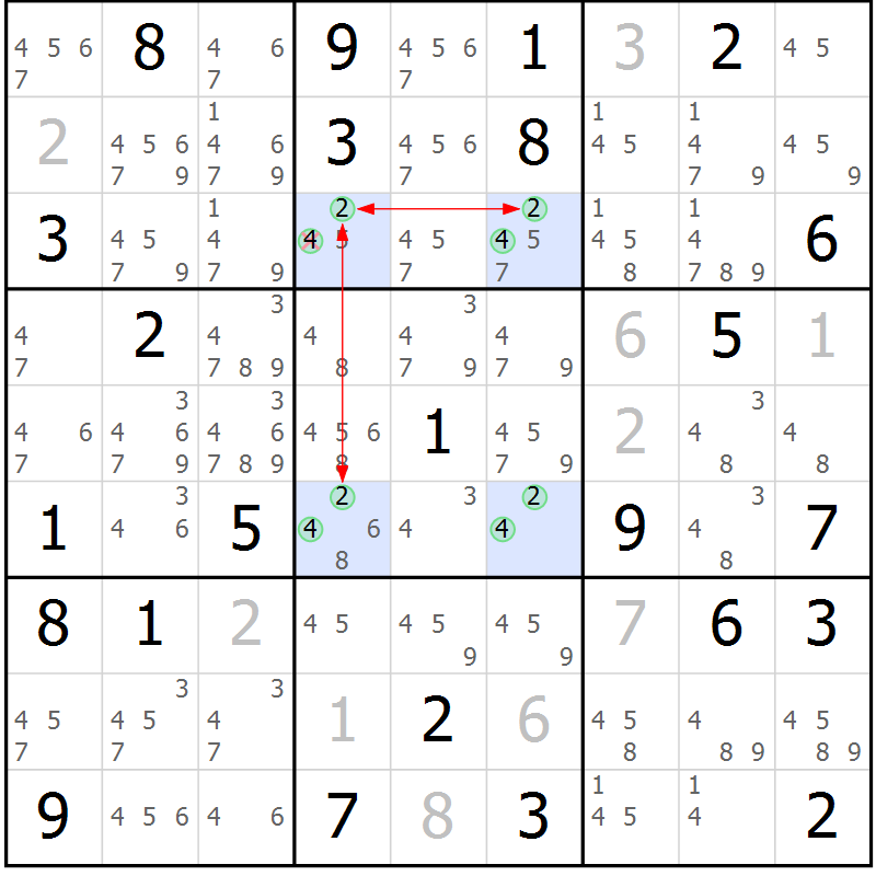 Position des candidats pour la solution de la Gr 66 page 69 du magazine de sudoku Maestro n° 086