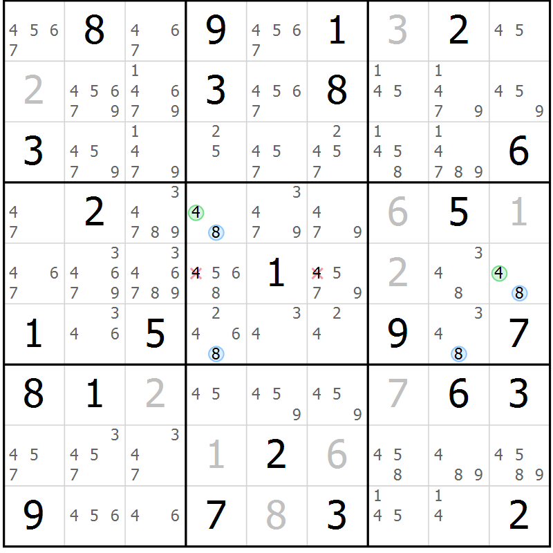 Position des candidats pour la solution de la Gr 66 page 69 du magazine de sudoku Maestro n° 086