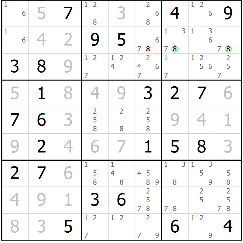 Position des candidats pour la solution de la Gr 67 page 70 du magazine de sudoku Maestro n° 086