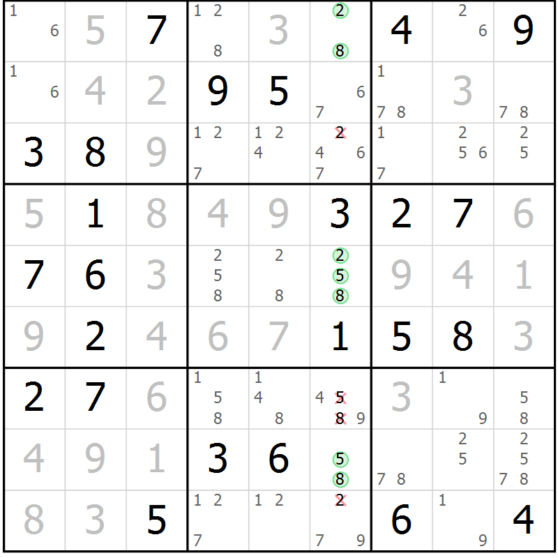 Position des candidats pour la solution de la Gr 67 page 70 du magazine de sudoku Maestro n° 086