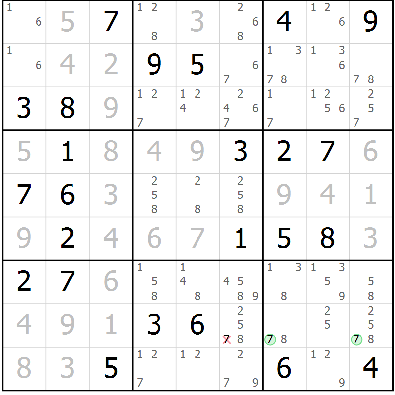 Position des candidats pour la solution de la Gr 67 page 70 du magazine de sudoku Maestro n° 086