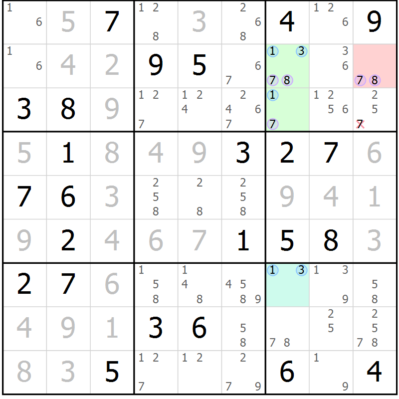 Position des candidats pour la solution de la Gr 67 page 70 du magazine de sudoku Maestro n° 086