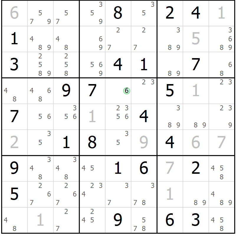 Position des candidats pour la solution de la Gr 68 page 71 du magazine de sudoku Maestro n° 086