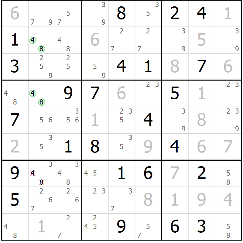 Position des candidats pour la solution de la Gr 68 page 71 du magazine de sudoku Maestro n° 086