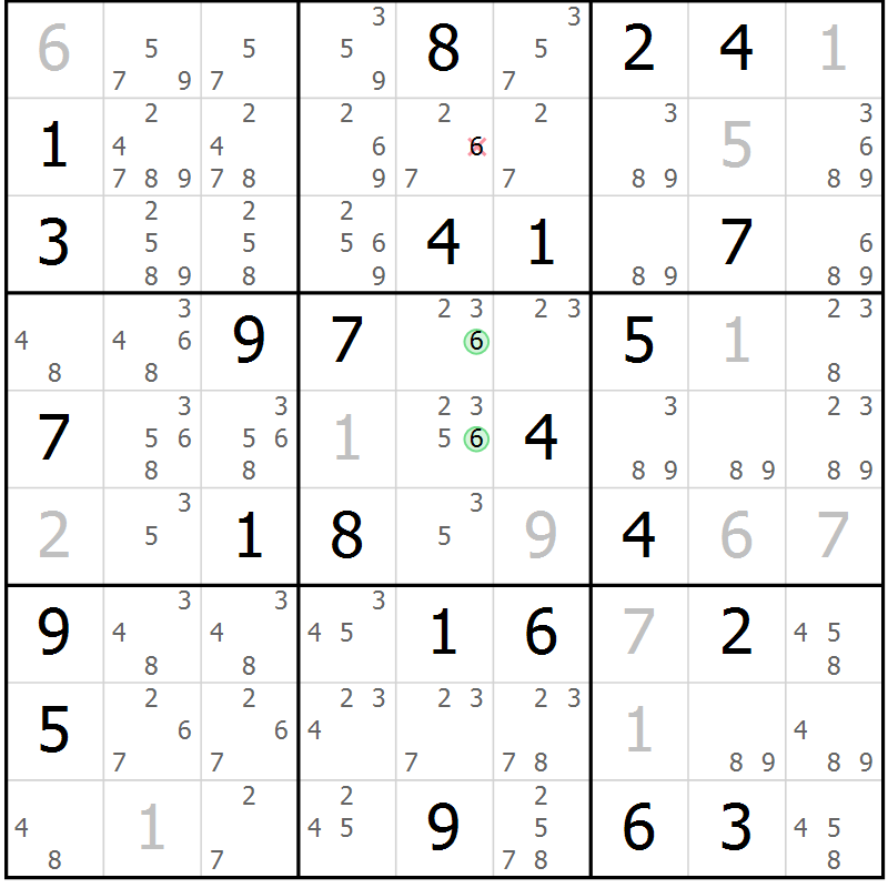 Position des candidats pour la solution de la Gr 68 page 71 du magazine de sudoku Maestro n° 086