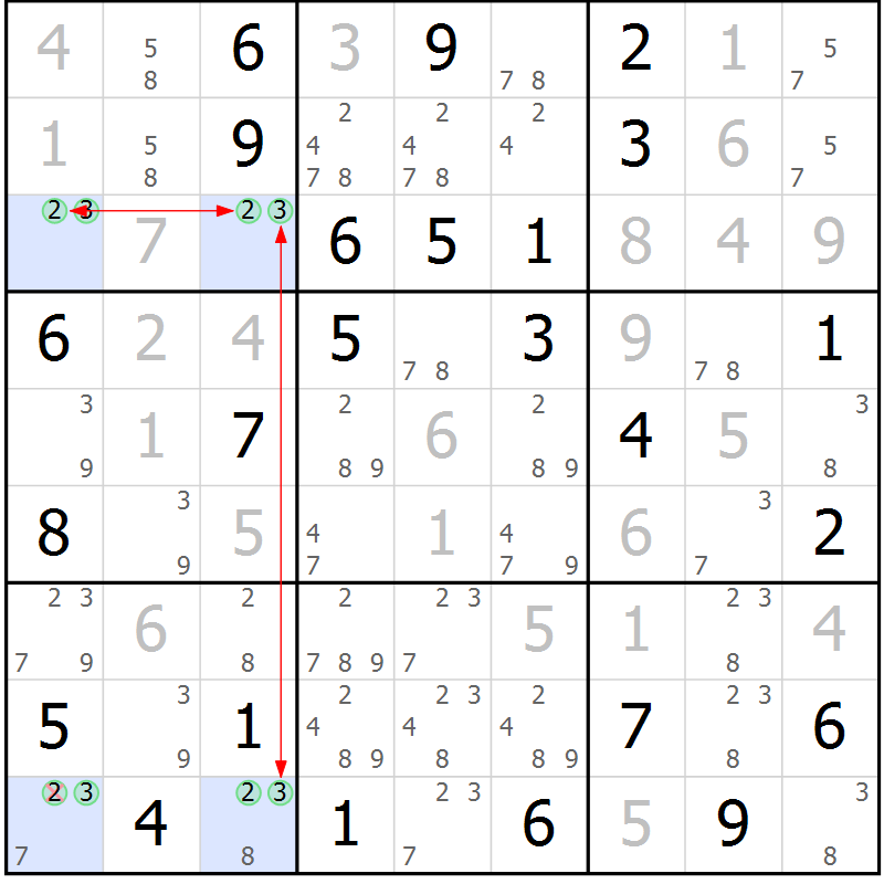 Position des candidats pour la solution de la Gr 69 page 72 du magazine de sudoku Maestro n° 086