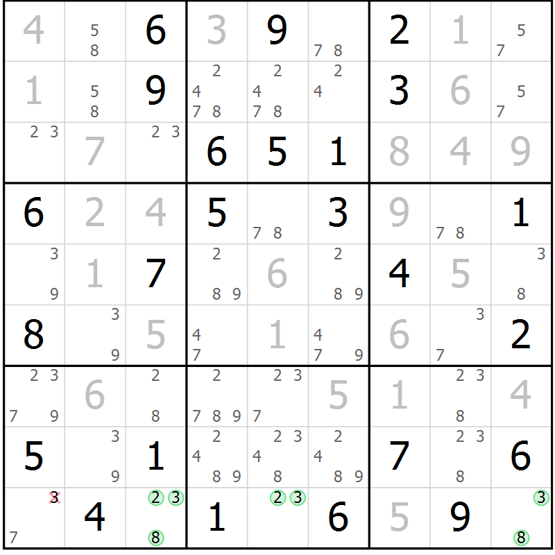Position des candidats pour la solution de la Gr 69 page 72 du magazine de sudoku Maestro n° 086