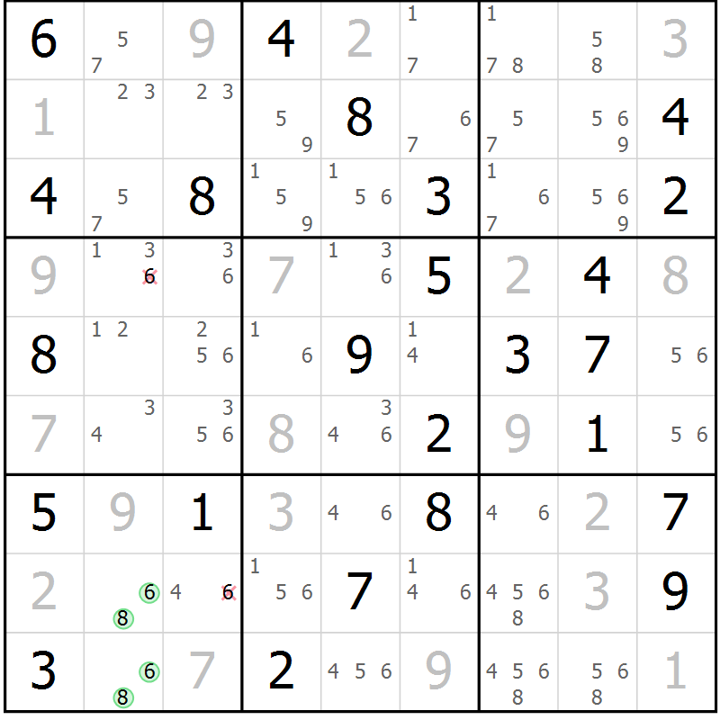 Position des candidats pour la solution de la Gr 71 page 74 du magazine de sudoku Maestro n° 086