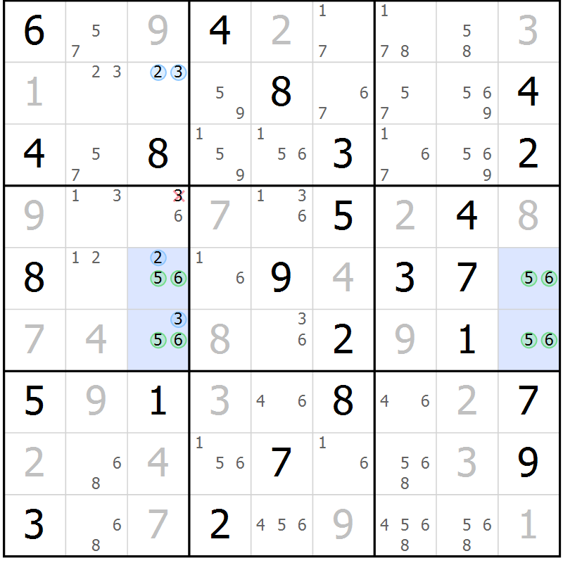 Position des candidats pour la solution de la Gr 71 page 74 du magazine de sudoku Maestro n° 086