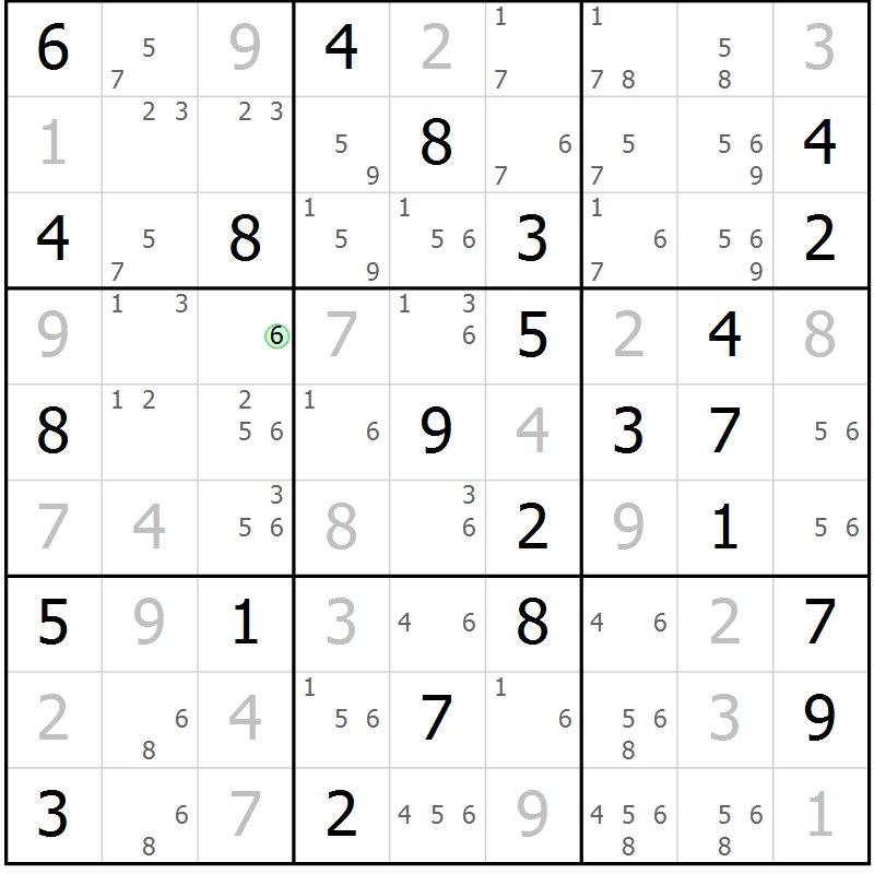 Position des candidats pour la solution de la Gr 71 page 74 du magazine de sudoku Maestro n° 086