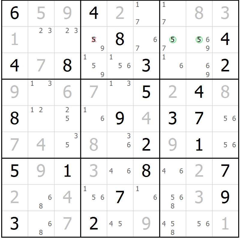 Position des candidats pour la solution de la Gr 71 page 74 du magazine de sudoku Maestro n° 086