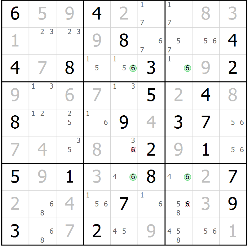 Position des candidats pour la solution de la Gr 71 page 74 du magazine de sudoku Maestro n° 086