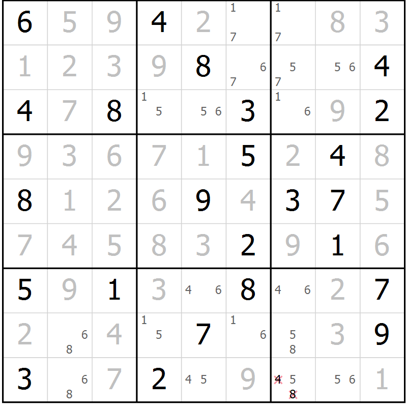 Position des candidats pour la solution de la Gr 71 page 74 du magazine de sudoku Maestro n° 086