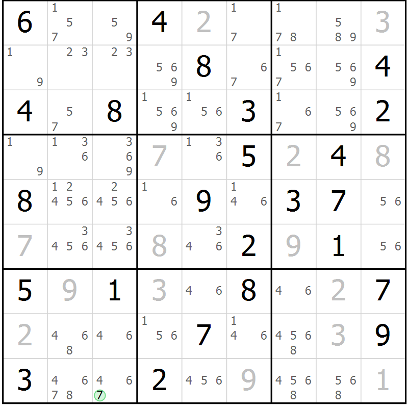 Position des candidats pour la solution de la Gr 71 page 74 du magazine de sudoku Maestro n° 086
