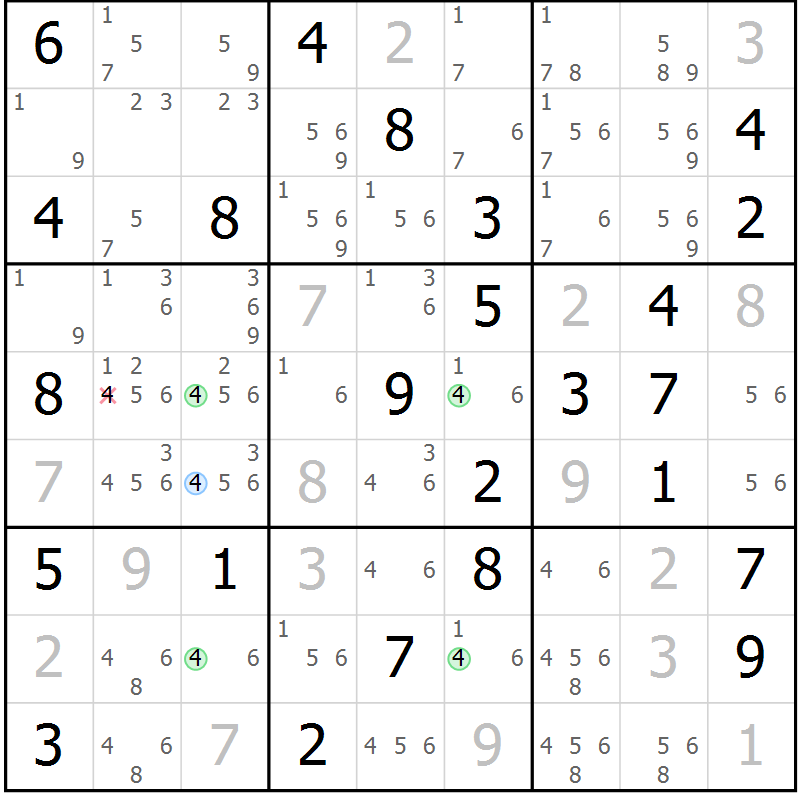 Position des candidats pour la solution de la Gr 71 page 74 du magazine de sudoku Maestro n° 086