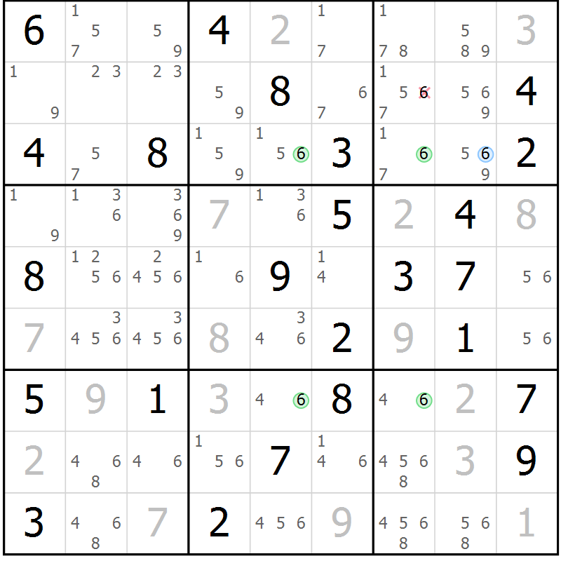 Position des candidats pour la solution de la Gr 71 page 74 du magazine de sudoku Maestro n° 086
