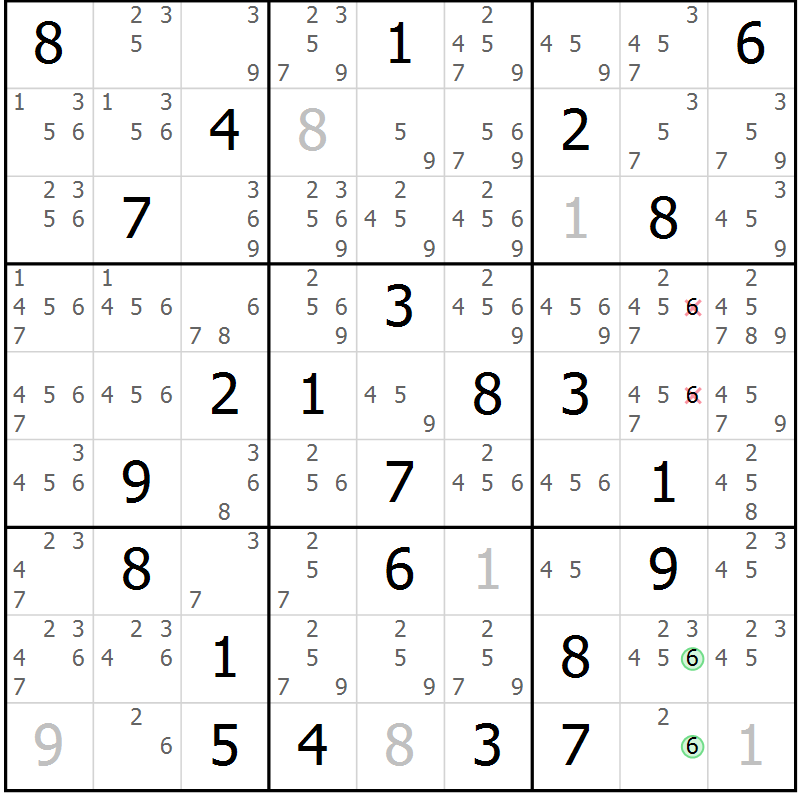 Position des candidats pour la solution de la Gr 73 page 76 du magazine de sudoku Maestro n° 086