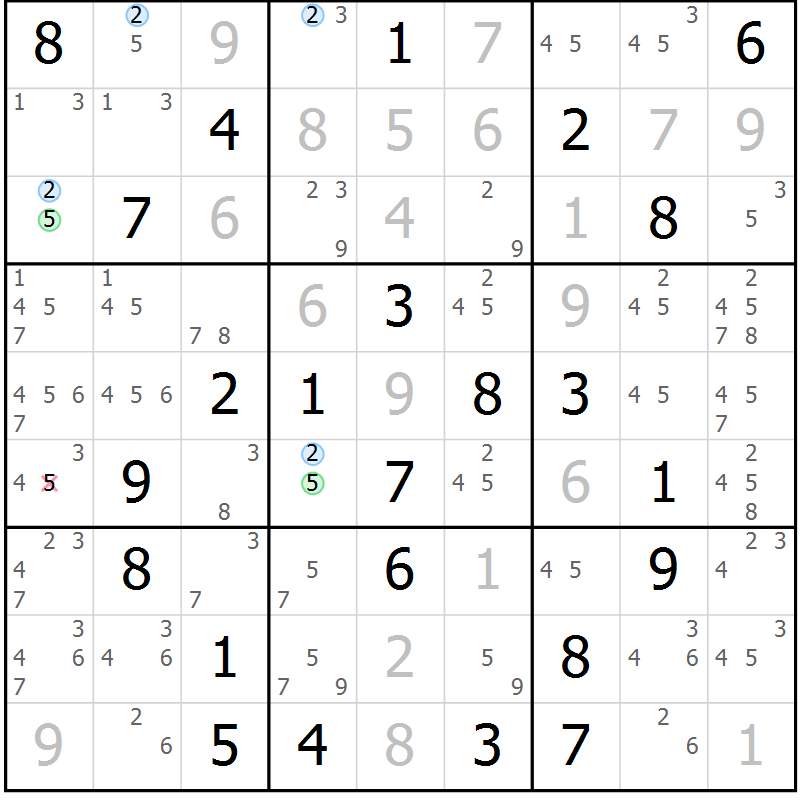 Position des candidats pour la solution de la Gr 73 page 76 du magazine de sudoku Maestro n° 086